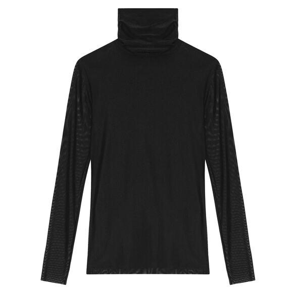 Ganni Solid Mesh Long Sleeve Rollneck in Black NWT
 Size Small - Picture 1 of 7